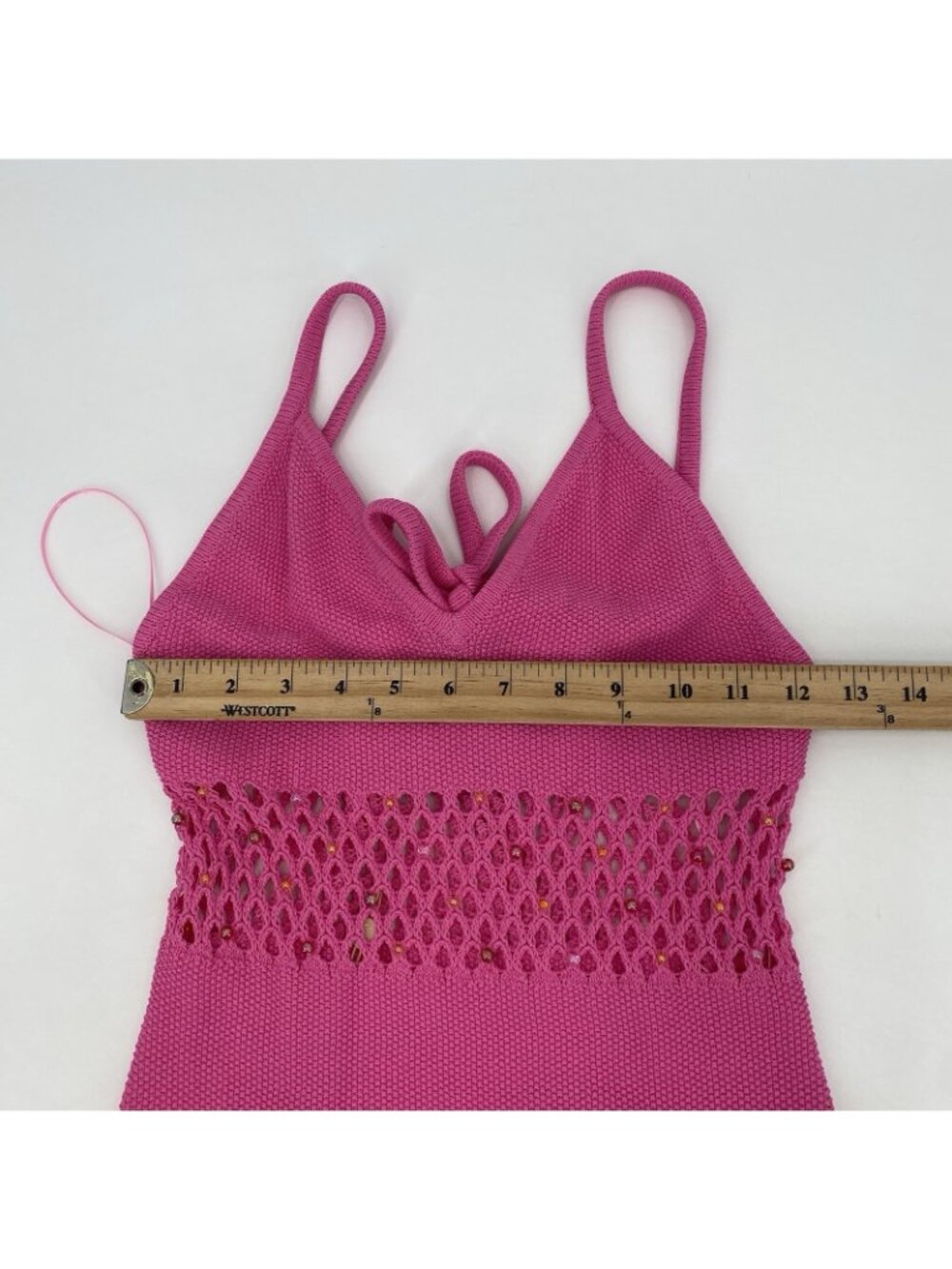 The Wolf Gang Size M Perla Knit Maxi Dress Pink Beaded NEW - Picture 7 of 16